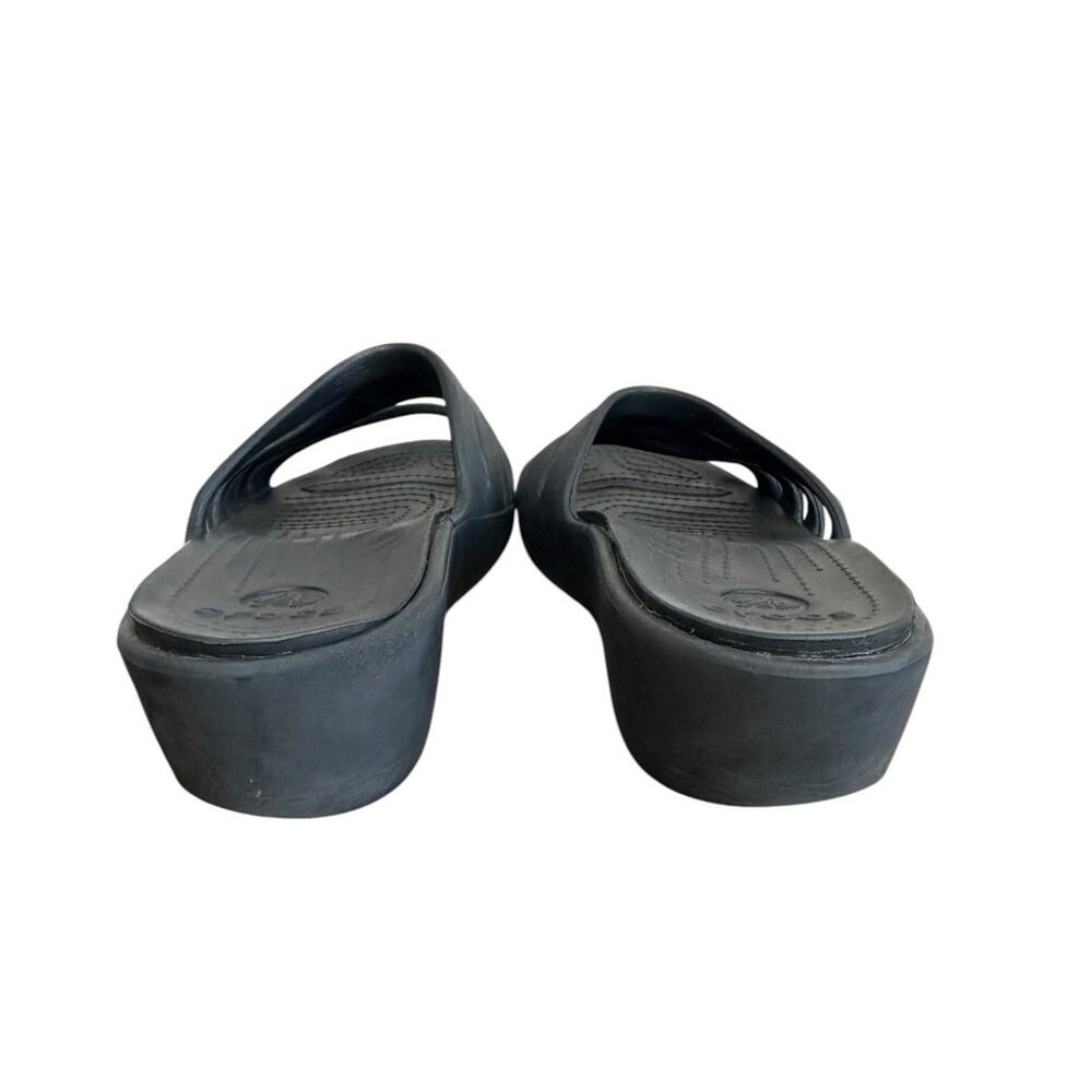 Crocs Women’s Black Rhonda Strappy Wedge Sandal Beach Comfort Travel Size 8 - Picture 4 of 7